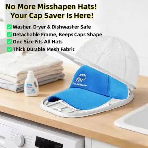 Detachable Cap Washing Bag with Frame Mesh Hat Washer Protector for Baseball Caps Shape Retainer Washer Dryer Dishwasher Safe
