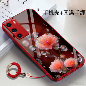 Huawei P40 Phone Case New Year Dragon Year Womens Style Anti-Slip Glass Diamond Dew Flower Design Simple Elegant Luxury