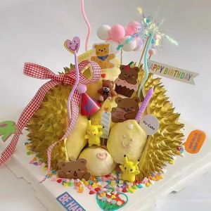 Trendy DIY Sponge Bob Cartoon Decorative Material Pack for Durian Cake Birthday Celebration Plastic Triangle Flag