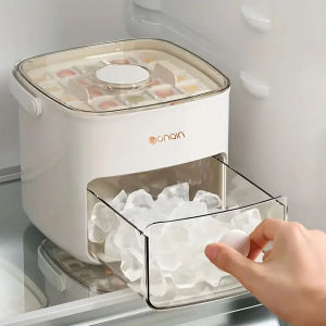 48-Grid Ice Maker Food-Grade Summer Double-Layer Design Ice Mold Easy-Press Lid Home Ice Storage Box