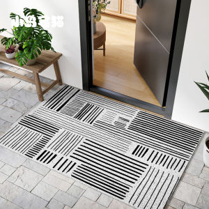 Modern Simple Entrance Door Mat PVC Doorstep Anti-Slip Carpet Home Use Dirt Resistant No-Wash Silk Circle Floor Rug