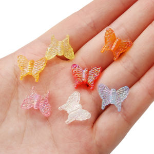20pcs Small Butterfly Shape Beads Multiple Colour Charms Acrylic Loose Spacer Beads For Necklace Handmade Jewelry Making Handmade DIY Accessories