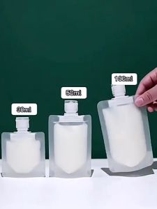 Refillable Empty Pouches 30/50/100 ML Travel Size Shampoo Liquid Cosmetic Storage Container Refillable Squeeze Pouch Refillable Bottle Travel Dispenser Bottle