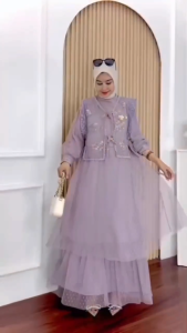 BISA COD Sella Dress Tille + Brokat Dress Brokat Wanita Terbaru Kekinian Gamis untuk Kondangan Viral