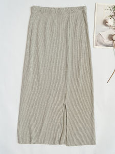 High Waist Straight Cut Pure Cotton Midi Skirt for Women Breathable Comfortable Spring Autumn Solid Color Business Casual Skirt