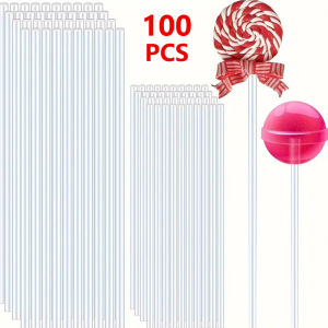 100PCS Transparent Reusable Cake Stick Acrylic Sticks Making Lollipop Cake Pops Cake Baking Decoration Stick Baking Supplies