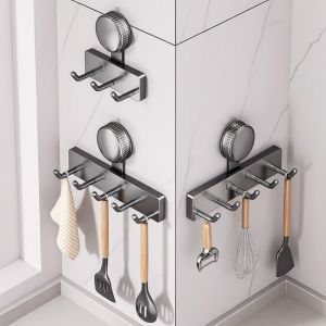 1pc Bathroom Door Hanger Accessories No Need To Drill Suction Cup Kitchen Hook Clothes Hanging Rack