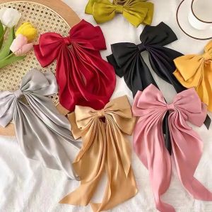 🔥🔥Roman Holiday Korean Bow Ribbon Hair Clip Elegant Long Bowknot Hairpin Girls Princess Ribbon Hair Clip Barrette Hair Accessories