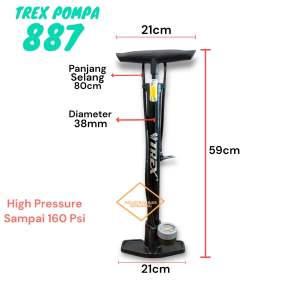 ( TREX 887 ) POMPA ANGIN MOTOR / SEPEDA / MOBIL / BOLA / PELAMPUNG FLOOR PUMP POMPA LANTAI HIGH PRESSURE TEKANAN TINGGI 160 PSI