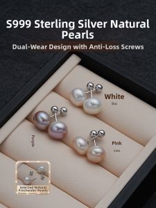 Lnieer | Sterling Silver Pearl Earrings for Women