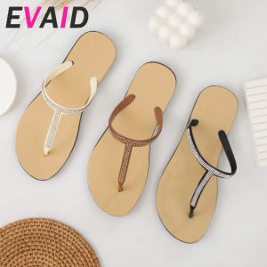 Sandal Jepit Wanita Elegan Tali T Sendal Flat Mutiara Berlian Modis PVC Premium Import Gaya Korea Trendy Anti Slip