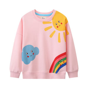 Jumping Meters Rainbow Baby Girls Sweatshirts 2-7T New Design Long Sleeve Hooded Toddler Clothes for Autumn Spring Kids