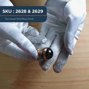 Solid Brass Cabinet Handle Knob Gold Black 2628