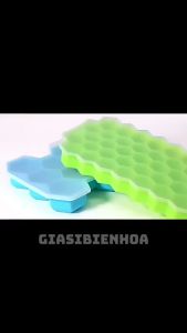 Khay Silicon Làm Đá Hình Tổ Ong 37 Viên Có Nắp Đậy