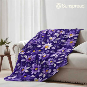 Beast Kingdom | Dark Purple Watercolor Floral Soft Warm Flannel Blanket Lightweight Cozy Christmas Halloween Home Decor Room
