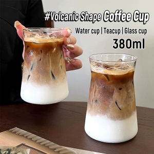 JDWin 380ml Creative Style Glass Coffee Cup Volcanic Shape Retro Heat-Resistant Drink Cup 1Pc