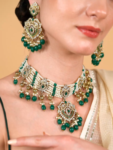 Reesha Jewel Festive Indian Choker Set with Mang Tika and Jhoom Tika