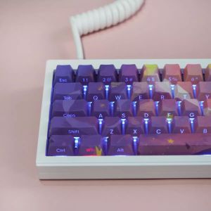 【Keycap Only】Polaris Side Engraving Shine Through Keycap 129 Keys Cherry Profile PBT Five-Sided Sublimation For Cherry MX Switch Mechanical Keyboard RK61/Anne Pro 2/GK61