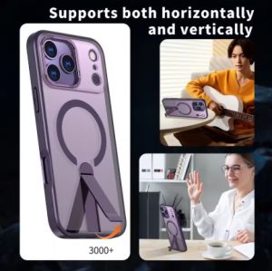 เคสขาตั้งพับได้โลหะสำหรับ iPhone 16 17 Pro Max 16e อากาศ14 15 Plus 13 12 11 Casing Magnetik สำหรับ iPhone 17 ProMax I17 Air 5G ฝาครอบอะคริลิคแข็งป้องกัน