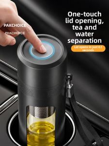 PAKCHOICE | Mens Car Glass Cup with Tea Separation Quick Open Lid Double Wall