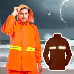 Sunlight Reflective Raincoat Set Kapote Terno Jacket and Pants Orange Heavy Duty Original Makapal Raincoat for Men Women Adult Waterproof High Visibility Rain Coat Motorcycle Rider Safety Work Raincoats Durable Construction Gear