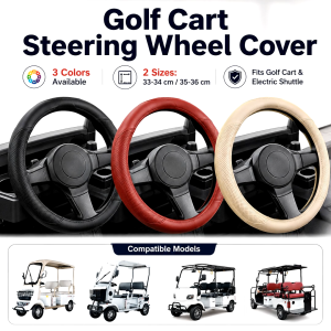 Electric Golf Cart Steering Wheel Cover 33-34cm 35-36cm Anti-Slip PU Leather Cover