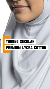 Tudung Sekolah Lycra Putih/Hitam Size XS–L | Ada Getha & Tada Getha | Awning Kemas Lembut & Selesa Harian