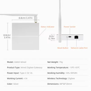 Tuya Zigbee3.0 Smart Wired Gateway Hub With Signal Antenna Smart Home BridgeSmart Life App For Yandex Alice Alexa Google Home