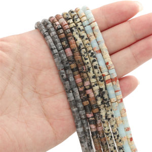 20pcs 4×2mm Natural Round Stone Beads Colorful Faceted Loose Spacer Beads for DIY Jewelry Making Bracelets Needlework Accessories