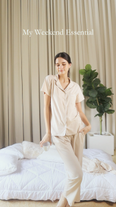Ultra Soft Collagen Pajama Set Women | Comfy Skin Friendly Lounge Sleepwear - Latte Color
