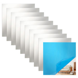 40/10Pcs Mirror Wall Sticker Flexible Mirror Tiles Self Adhesive Mirror Wall Decal Removable Square Mirror Sticker Home Decor