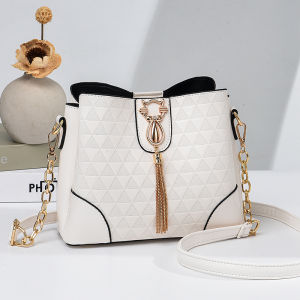 Trendy Large Capacity Bucket Bag Womens Crossbody Shoulder Bag Fashionable PU Leather Soft Surface Zipper Closure Solid Color