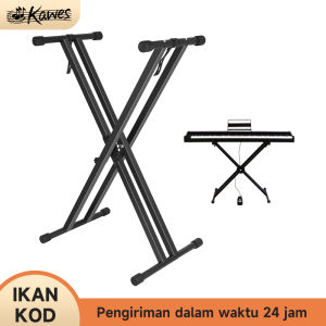 Dudukan Keyboard Tinggi Dudukan Keyboard yang Dapat Disesuaikan Dudukan Instrumen Tugas Berat Ganda X Lipat dengan Tali Pengunci untuk Piano Elektronik Kunci 54-61-88