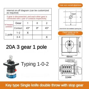LW26-20 LW26-25 Electric 2/3 Position Rotary Cam Changeover Switch with Key Silver Contact 20A 25A 1/2/3/4/5poles Cam Switch