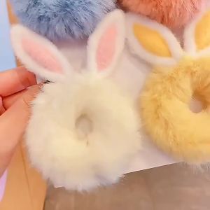 Bayar Di Tempat - Ikat Rambut Kuncir Bulu Bunny / Scrunchie Bulu Kelinci Ikat Rambut Cepol Kekinian