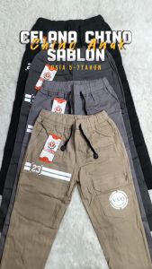 CELANA PANJANG ANAK CHINO SABLON DEPAN DTF BAHAN MELAR