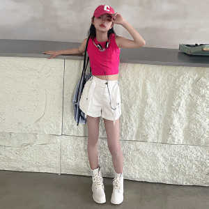Korean Style Girls Summer Outfit Short Sleeve Tank Top And Shorts Two Piece Set Casual Spicy Girl Outerwear Fashionable Clothing