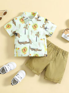 0-5 years old childrens short sleeved set Summer new boys cartoon shirt casual shorts two-piece set Baby Cute Clothes