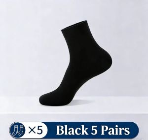 5 pairs of mens mid-calf socks pure cotton sweat-absorbing odor-resistant autumn/winter business socks for all seasons