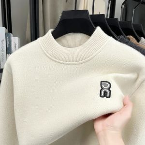 Áo Len Nam Cao Cấp Cổ Tròn Thêu Tay Thương Hiệu Thiết Kế Thu Đông Dày Dặn Chất Liệu Nhung Mềm Mại Kiểu Dáng Lịch Lãm Ấm Áp Thời Trang Nam.