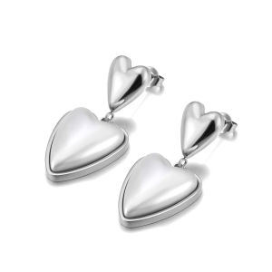 Lokaer Trendy White Simulated Pearls Heart Love Dangle Earrings for Women Stainless Steel Elegant Attractive Jewelry Gift E25023