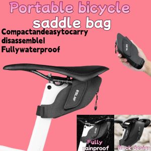 Road bike tail bag saddle bag cycling bag mountain bike portable waterproof large capacity storage bag cycling gear
