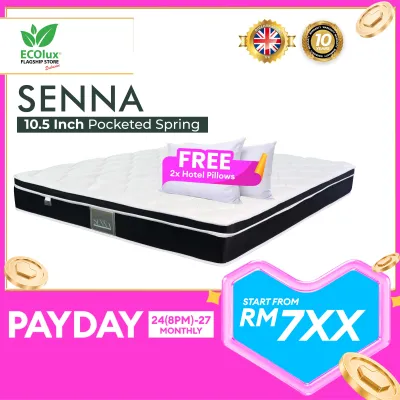 ECOlux - Senna 10.5inch HOTEL Grade | Pocket Spring Mattress | Back Support | Medium Firm | Anti- Static