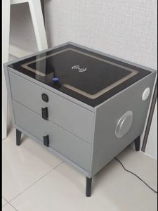 BAIERDI Smart nightstand bedroom simple multifunctional with light fingerprint lock wireless charging nightstand with bluetooth speaker