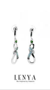 LENYA ต่างหูพลอยบลูโทแพซ เสริมความมั่นใจ ชัดเจน ปัญญา ขนาด 1.5 มิล ตัวเรือนเงินแท้925 ชุบทองคำขาว