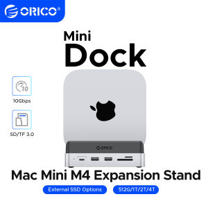 ORICO MiniDock แท่นอุปกรณ์สำรองข้อมูลสำหรับ MaMini M4และ M4 Pro Stand USB3.2 Gen2 Type C ที่มี SSD M.2 512G 1T 2 T 4T