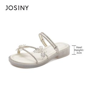 Josiny | French Style Bow and Rhinestone Sandals for Women New Summer Wear