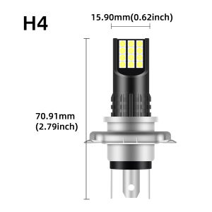 KEVANLY | 2x H4 Led Fog Light 12V 3030chip 24SMD 6000K White Hi/low Beam Car Daytimes Driving Light Running Lamp Car Headlight Front Lamp