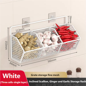 Wall Mounted Kitchen Storage Basket Suitable for Durable Metal Wire Storage of Spices Garlic Onions and Vegetables