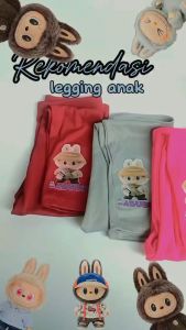 Celana Legging Anak Karakter Labubu Blue Usia 2 - 12 Tahun Bahan Spandex Premium - Bawahan Lejing Leging Anak Perempuan Laki - Laki